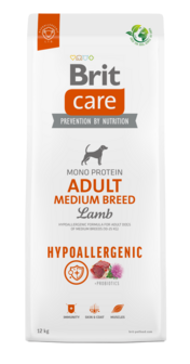 brit care adult medium breed hypoallergenic lam 12 kg